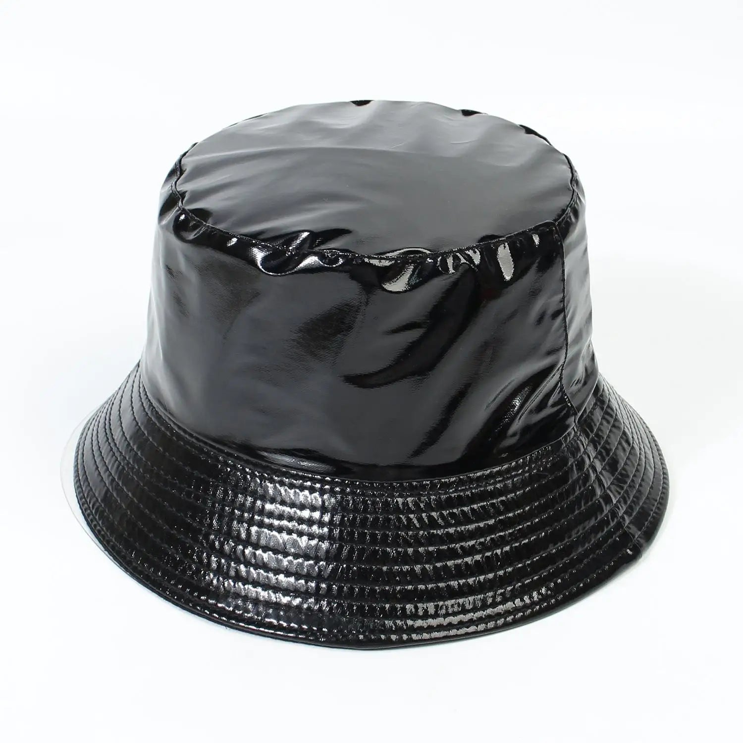 Faux Leather Bucket Hat Women Reversible PU Leather Sun Hat Fashion Autumn Waterproof Fisherman Hat Reversible Sun Bucket Hat Good Vibrations