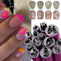 Nail Art Flower Stamp Pens Set 4/6/10pcs DIY Graffiti Nail Stamper Kit Handicraft Pink Stamping Pen Nail Dotting Tools 12cm Good Vibrations