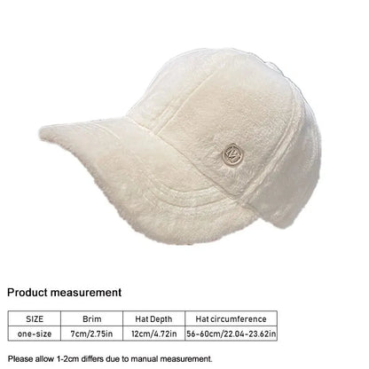 M Versatile Baseball Cap Blended Cap Brand Female Autumn And Winter All Match Plush Hat Suitable For Face Big Baseball Caps Good Vibrations