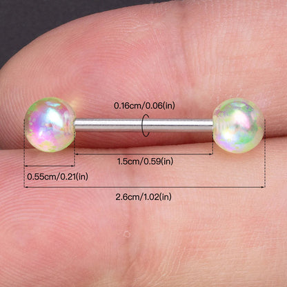 8/16/24PCS Candy Color Tongue Rings Acrylic Ball Nipple Ring Piercing 14G Stainless Steel Barbell Tongue Jewelry for Women 15mm Good Vibrations
