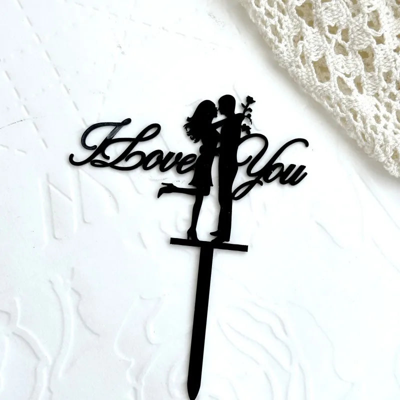 Bride and Groom Wedding Party Cake Topper Decoration Golden Acrylic Mrs & Mrs Engagement Party Cake Toppers Gift Baking Supplies Good Vibrations
