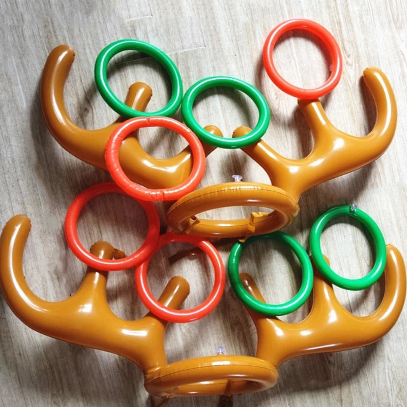 1/3/5set Christmas Game Inflatable Reindeer Antler Hat Ring Toss Kids Gift Reindeer Antler Hat Headband New Year Christmas Decor Good Vibrations
