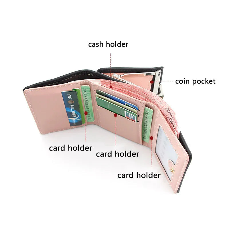 New Mini Short Women Wallets High Quality Coin Pocket Luxury Female Purses Card Holder Photo Holder Cute Wallet For Girls Good Vibrations
