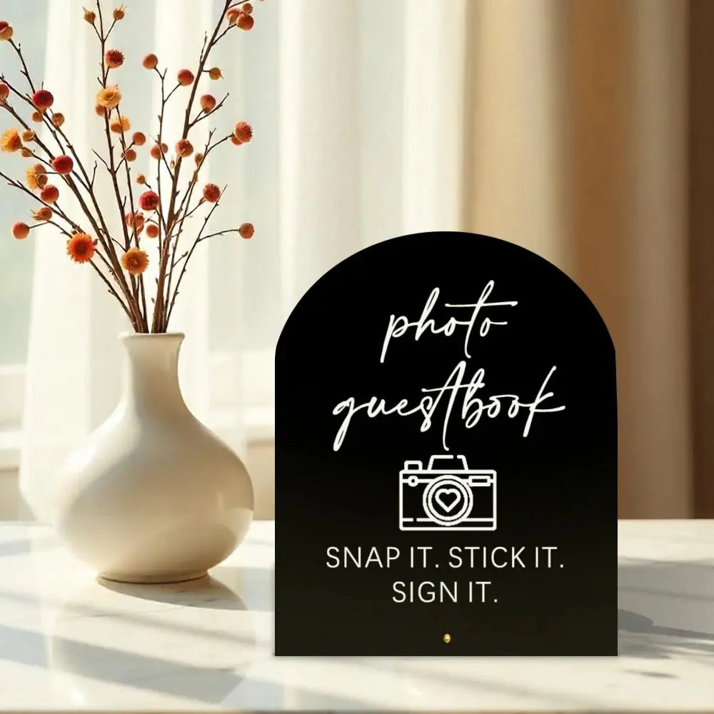 Wedding Photo Guestbook Acrylic Sign Showcases photo guestbook SNAP IT. STICK IT. SIGN IT. for Weddings Events Parties Good Vibrations