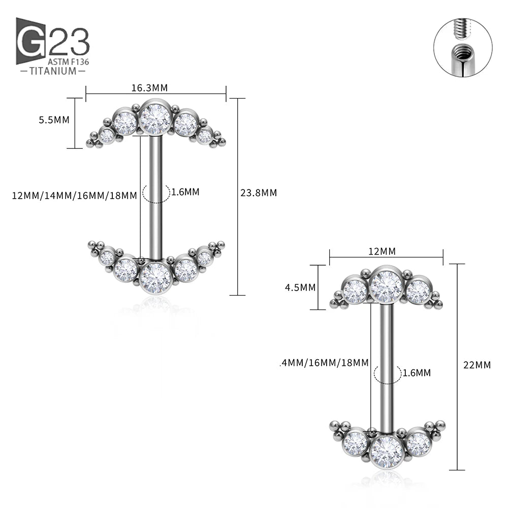 14G Nipple Rings G23 Titanium Barbell Zircon Nipple Shield Piercing for Women Girls Sexy Nipple Piercing Jewelry Good Vibrations