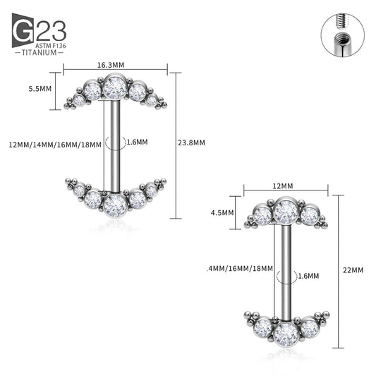 14G Nipple Rings G23 Titanium Barbell Zircon Nipple Shield Piercing for Women Girls Sexy Nipple Piercing Jewelry Good Vibrations
