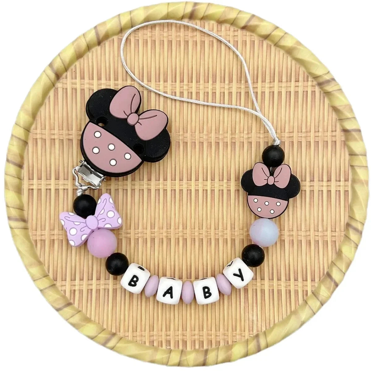 Customized Letters Name Baby Cartoon Silicone Luminous Beads Pendant Pacifier Clips Chains Holder Teether Baby Kawaii Toy Gifts Good Vibrations