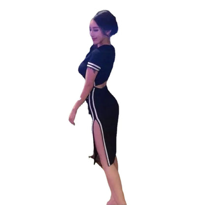 Black Woman Dress Dresses for Women 2025 Night Club Midi Tight Bodycon Clothes Promotion Luxury Outfits Harajuku Trendy Summer X Good Vibrations