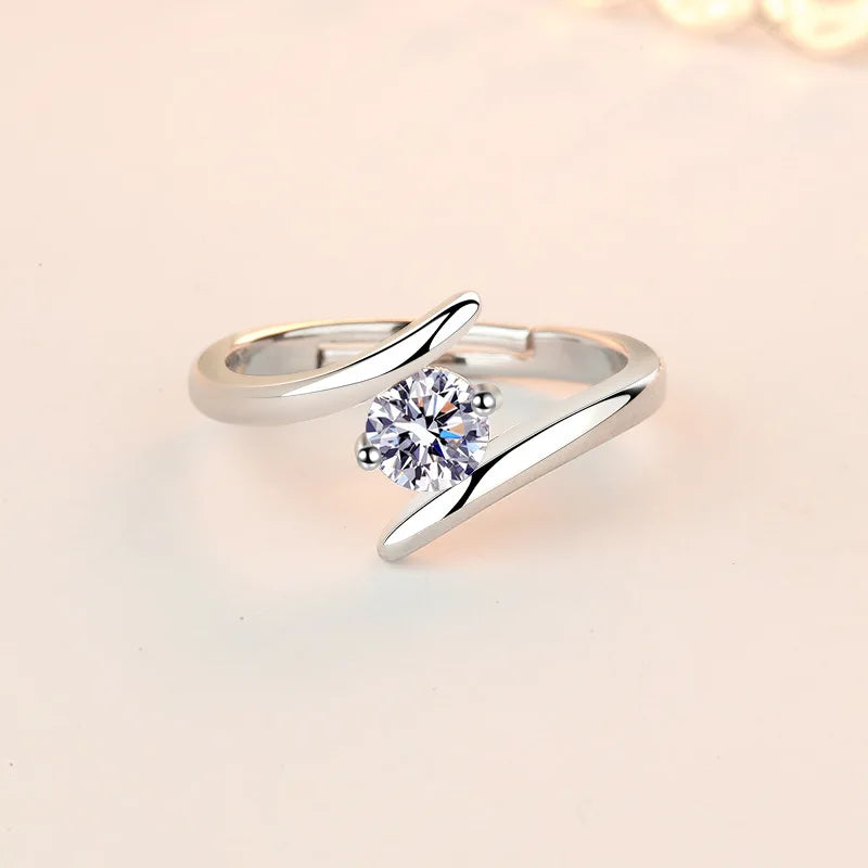 925 Sterling Silver Ring Hot AAA Zircon adjustable Size Engagement Rings For Women Wedding Ring Party Fashion Nice Jewelry Gift Good Vibrations