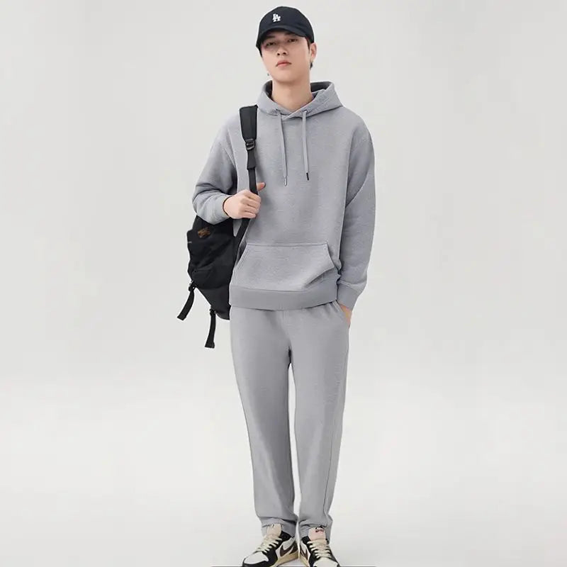2026 Men's New Straight-Leg Casual Suit Trendy Hooded Sweatshirt and Sweatpants Loose Fit Versatile Casual Autumn Sports Suit Good Vibrations