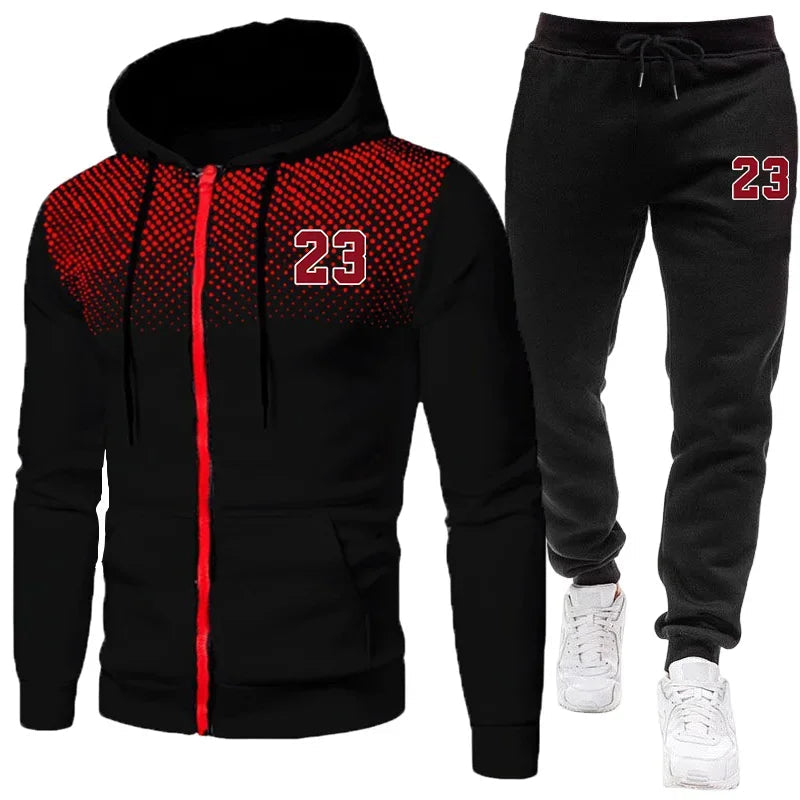 2026 Hot Sale Men's Tracksuit Zip-up Jacket Black Sweatpants Fall Winter Daily Casual Sporty Sweatshirt Outfit Male Training Set Good Vibrations
