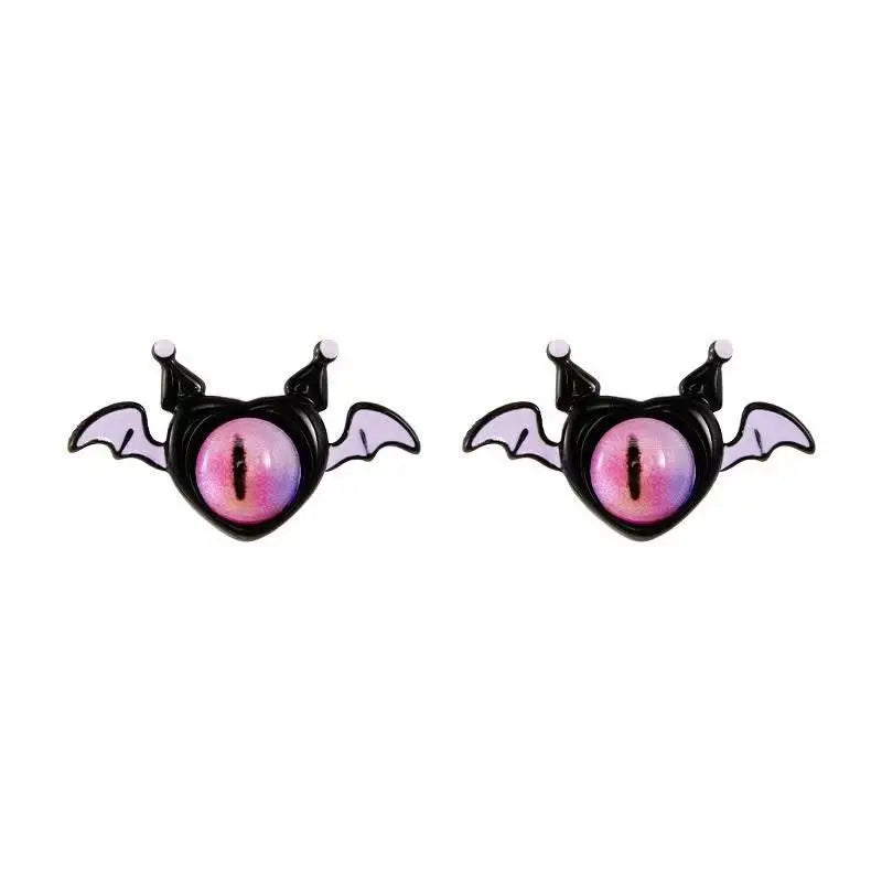 Kiss Jewelry Halloween Little Monster Wing Bat Eye Stud Earrings Women Cute Animal Eye Punk Earring Girls Y2K Brincos Party Gift Good Vibrations
