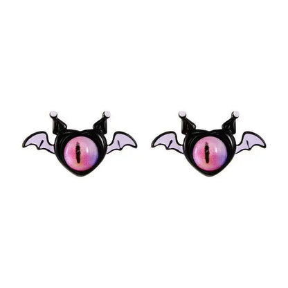 Kiss Jewelry Halloween Little Monster Wing Bat Eye Stud Earrings Women Cute Animal Eye Punk Earring Girls Y2K Brincos Party Gift Good Vibrations