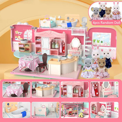 Dollhouse Koala Tour Bus Diary Girl Play House Toy Diy Bedroom Dresser Dining Kitchen Bathroom Shop Pretend Family Toys Girls Good Vibrations