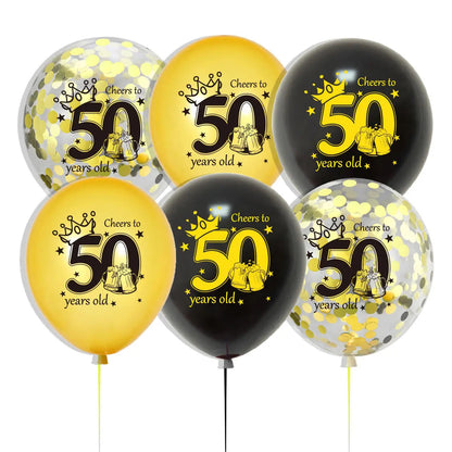 12pcs Happy Birthday Party Balloons 30th 40th 50th 60th Birthday Party Black Gold Latex Balloons Adult Birthday Party Decoration Good Vibrations
