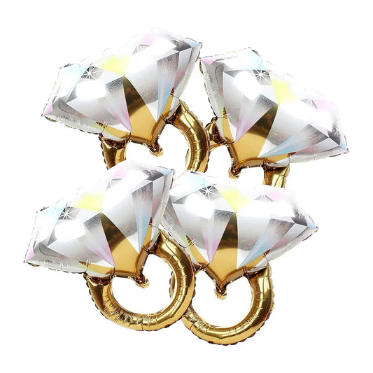 4/2pcs Wedding Decor Diamond Ring Foil Balloons Engagement Wedding Ring Shaped Balloon Bridal Shower Hen Party Supplies Good Vibrations