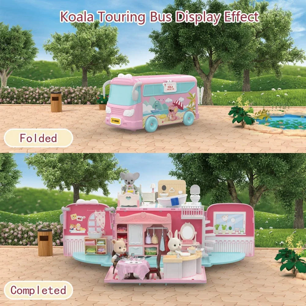 Dollhouse Koala Tour Bus Diary Girl Play House Toy Diy Bedroom Dresser Dining Kitchen Bathroom Shop Pretend Family Toys Girls Good Vibrations