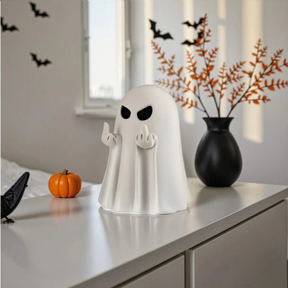 Halloween Ghost Figurine Cute Spooky Resin Statue Finger Ghost Ornaments Perfect For Party Home  Indoor & Porch Halloween Decor Good Vibrations