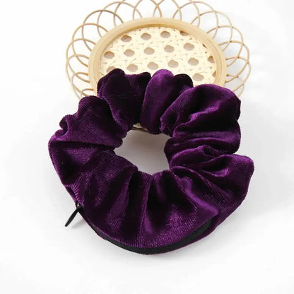 Portable ⁣Hidden Safe Sight Secret Hair Tie Storage Case Hair Scrunchie With Zipper Hide Key Cash jewelry For Travel Outdoor Good Vibrations