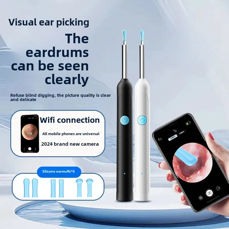 Wireless Visual Ear Endoscope Camera Ear Cleaning Tools Spoon Safe Silicone Earpick 5MP Camera Ear Wax Remover Luminous Otoscope Good Vibrations
