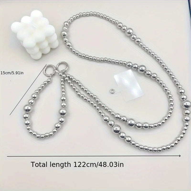 Holiday party gifts for friends and family, long silver bead hanging rope, phone case, bag, pendant Good Vibrations