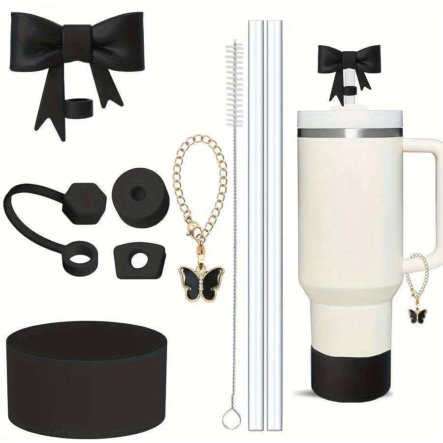 9pcs Accessories for Stanley 40oz Tumbler Cup Spill Proof Stopper 10mm Straw Cover Cap Silicone Boot Charm Chain Straw and Brush Good Vibrations Adult Super Store