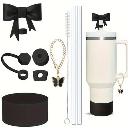 9pcs Accessories for Stanley 40oz Tumbler Cup Spill Proof Stopper 10mm Straw Cover Cap Silicone Boot Charm Chain Straw and Brush Good Vibrations Adult Super Store