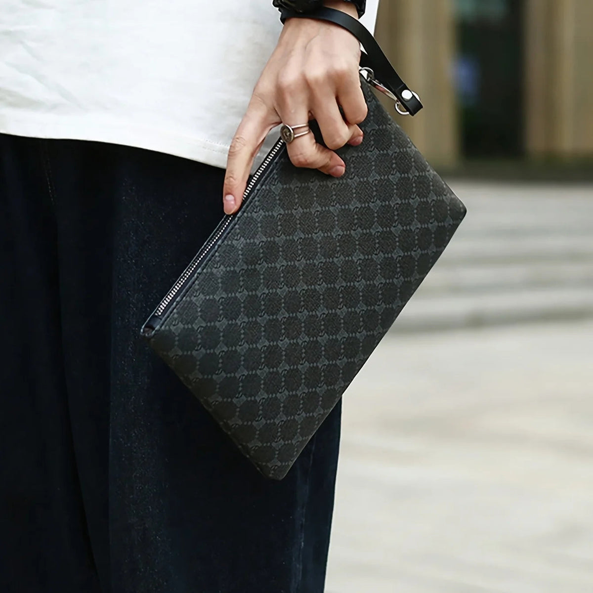 Pu Fashion Men's Clutch Bag Business Large Wallet Wrist Bag Large Coin Purse Storage Bag Good Vibrations