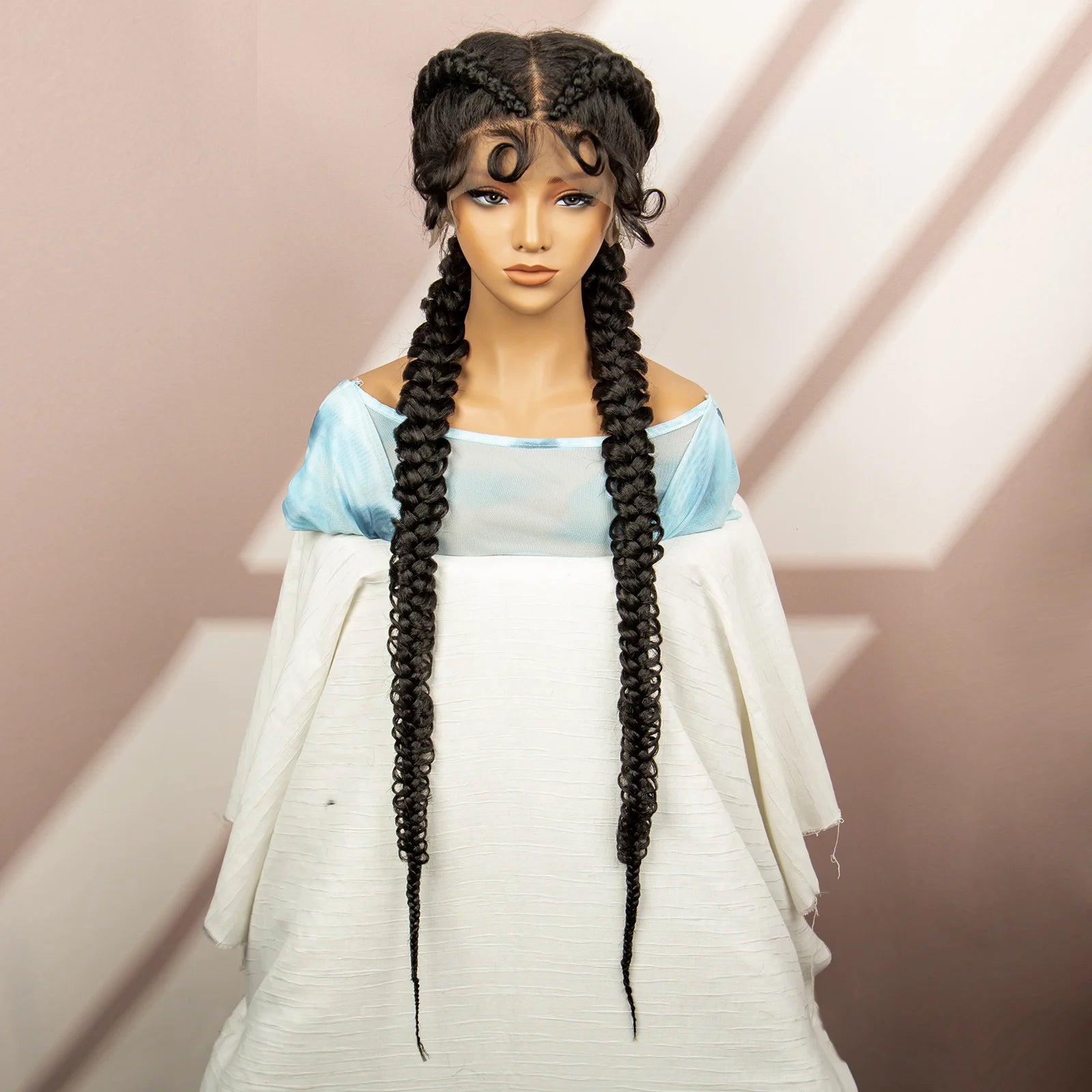 Synthetic Goddess Braided Wigs Cornrow Braided Wigs with Baby Hair Braids Wigs for Women Daily Use Knotless Wigs Good Vibrations