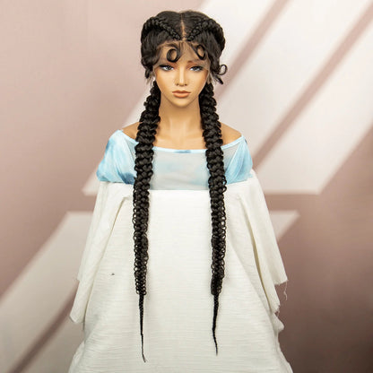 Synthetic Goddess Braided Wigs Cornrow Braided Wigs with Baby Hair Braids Wigs for Women Daily Use Knotless Wigs Good Vibrations
