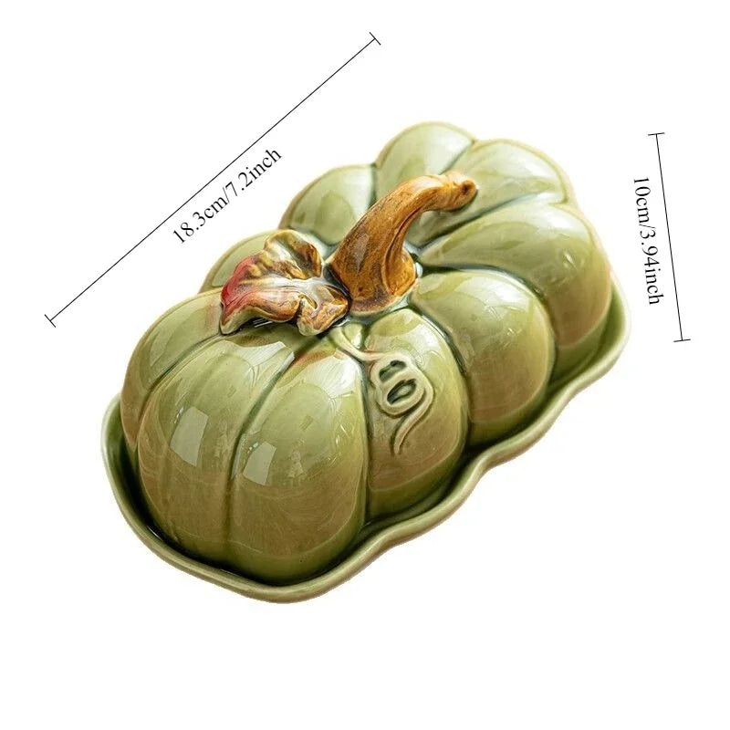 1PCS Pumpkin Ceramic Dinner Plate for Fruit Cake Snack Serving Kitchen Table Restaurant Use Ceramic Material Good Vibrations