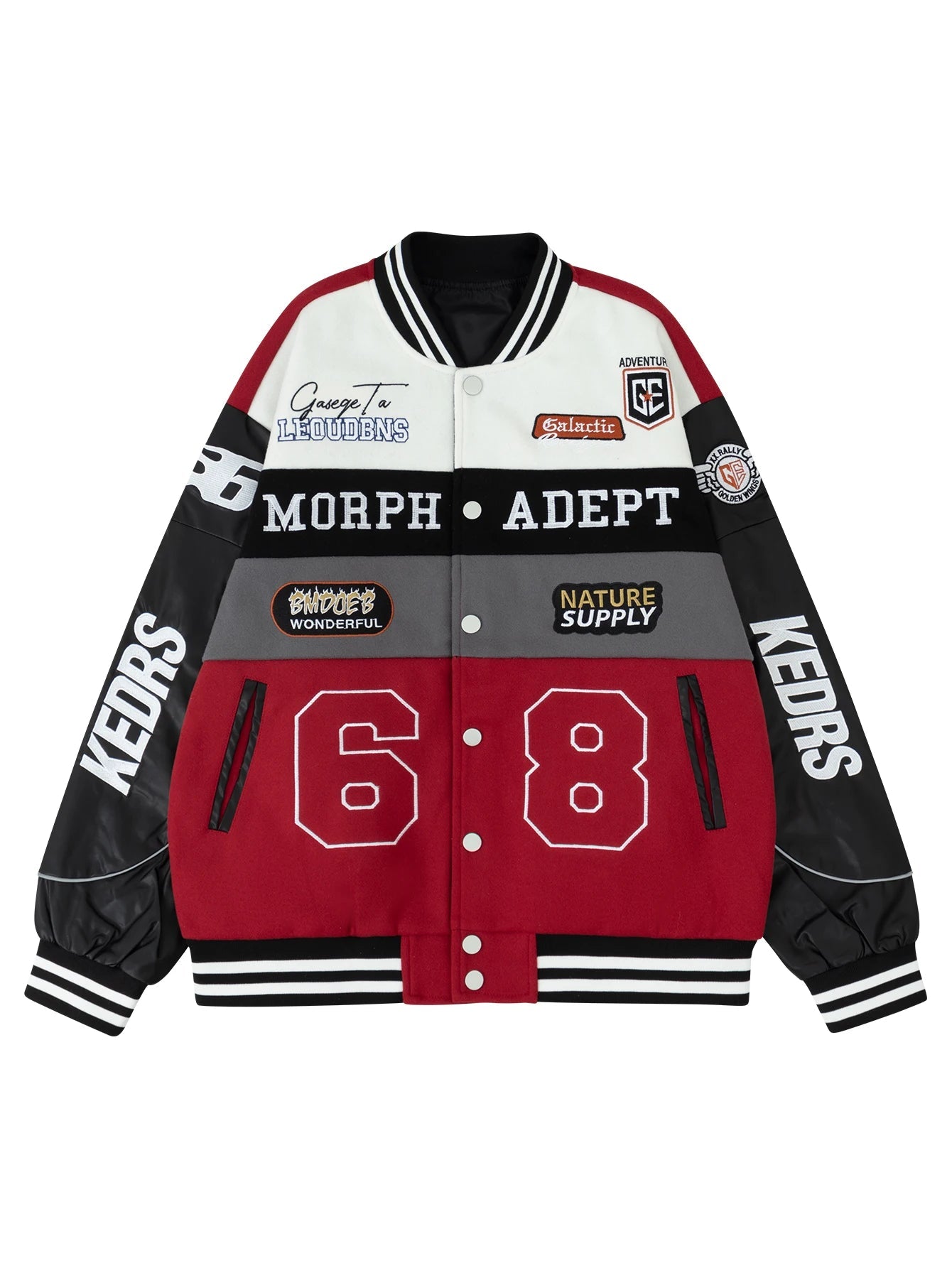 Women's Spring & Autumn Faux Leather Baseball Jacket Warmth Outerwear Loose Casual Street Wear Style Windproof Motorcycle Coat Good Vibrations