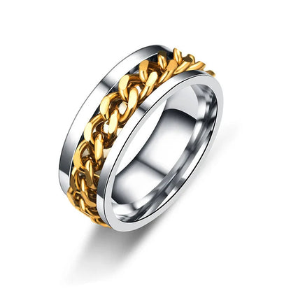 Titanium Steel Rotatable Chain Rings for Women Men Spinner Ring Multifunctional Chain Ring Men Bottle Opener Ring Jewelry Gifts Good Vibrations