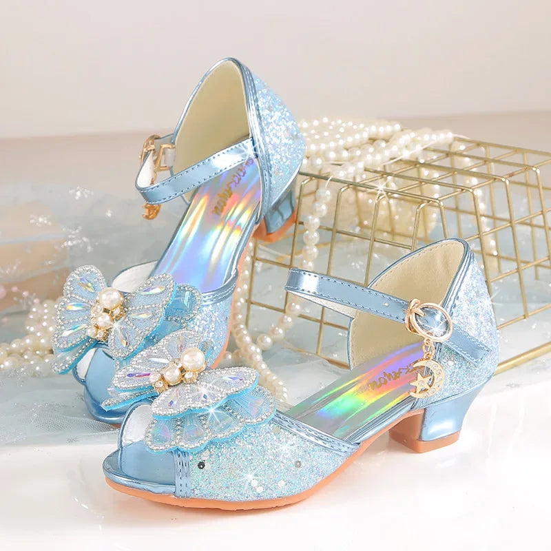 Children's Princess Wedding Party Shoes Summer New Girls Crystal Sandals Fashion Pearl Bowknot Baby Kids Performance High Heels Good Vibrations