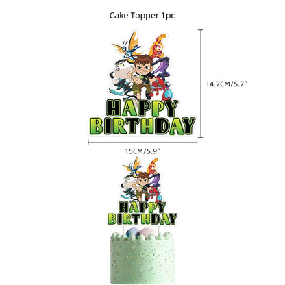 Cartoon Ben-10 Birthday Party Decoration Balloons Favor Set Banner Cake Toppers Baby Shower Boys Ben-10 Party Supplies Good Vibrations