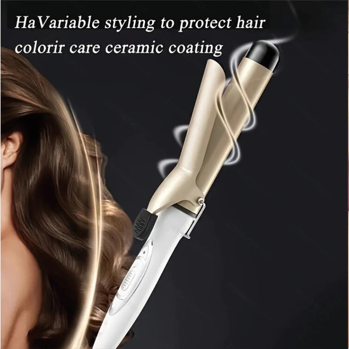 1pc Rotating curling iron, automatic curling iron, quick heating iron suitable for medium and long hair, ladies' gifts, Good Vibrations