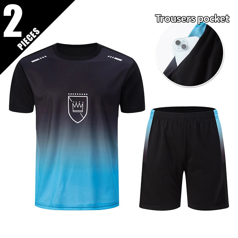 2/4/6 Pcs Plus Size Men's Quick-drying Short-sleeved Shorts Suit Men's Leisure Sports Running Fitness T-shirt Joker Shorts Teen Good Vibrations