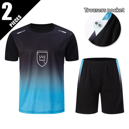 2/4/6 Pcs Plus Size Men's Quick-drying Short-sleeved Shorts Suit Men's Leisure Sports Running Fitness T-shirt Joker Shorts Teen Good Vibrations