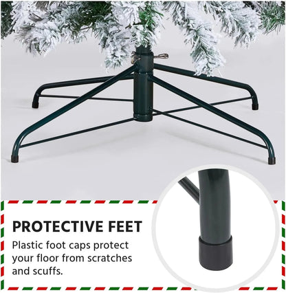 5 to 10ft Artificial Christmas Tree , Snow Flocked Full Prelighted Xmas Tree with 2084 Branch Tips, 900 Incandescent Lights Good Vibrations