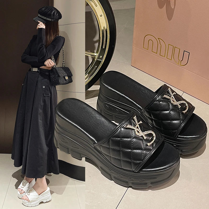 Women Sandals Summer Platform Letters Fashion Sandals Casual Comfortable Slipper Women Lightweight Non-slip Outside Slides Women Good Vibrations