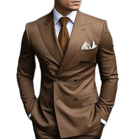 Formal Men 2 Piece Brown Wedding Suits Groom Tuxedo Slim Fit Peak Lapel Blazer Pants Business Suits Costume Homme For Party Prom Good Vibrations