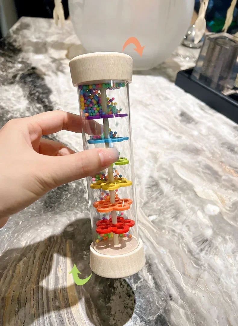 Baby Wooden Rain Sound Pipe Simulation Rain Sound Wooden Toy Gift Hourglass Fun Music Shaker Early Education Enlightenment Toy Good Vibrations
