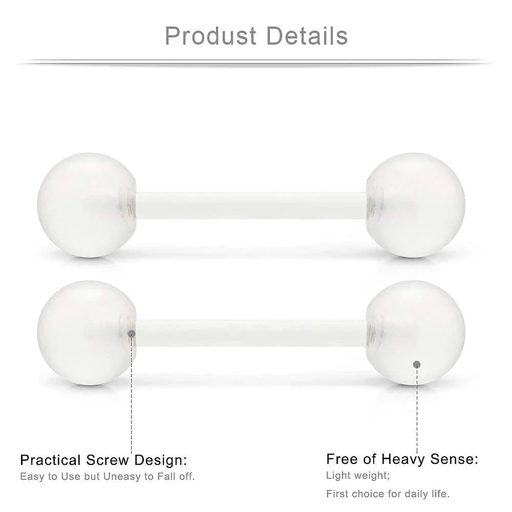 2Pcs 14G 16mm Glow In The Dark Flexible Acrylic Straight Tongue Nipple Ring Retainer Piercing Fpr Woman and Man Good Vibrations Adult Super Store