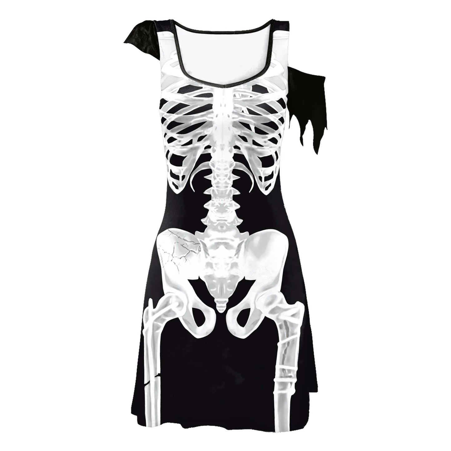 Funny Pink Skeleton Dress Halloween Ghost Cospaly Costume Women Dress Day of The Dead Robe Skull Dress Carnival Party Outfit Good Vibrations