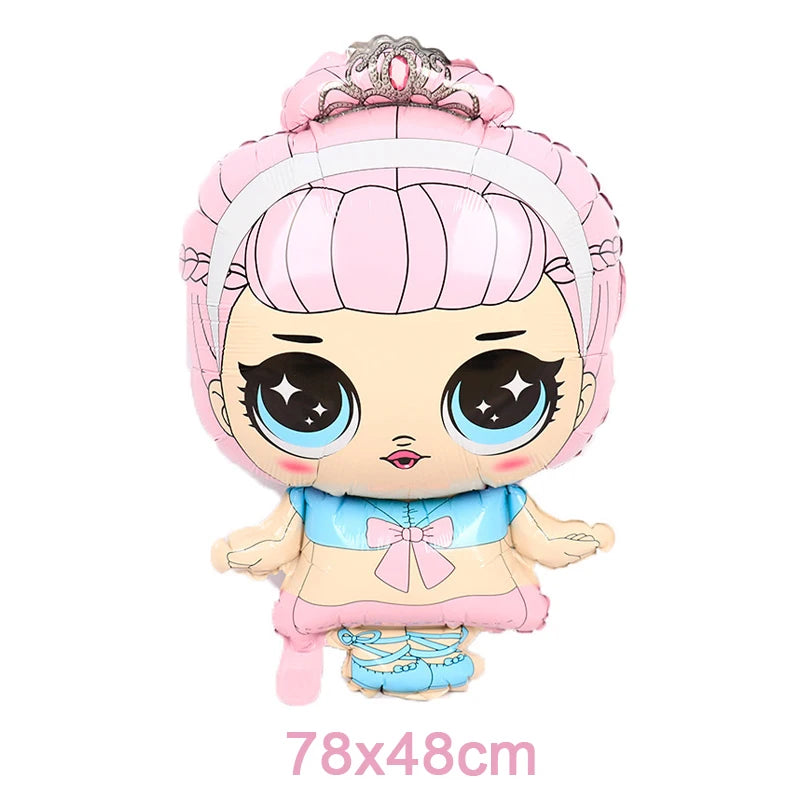 Girl Surprise Theme Backdrop Cute Shiny Doll Birthday Party Decoration Pink Latex Balloon Disposable Tableware Plate Cake Topper Good Vibrations