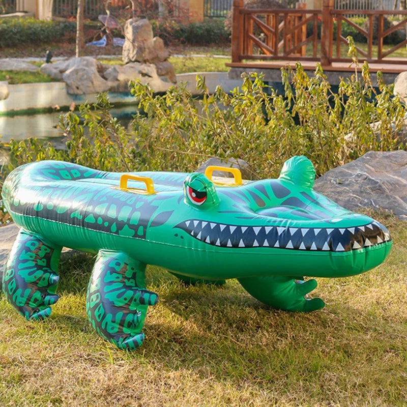 Inflatable Surfing Board Cartoon Crocodile Floating Bed Summer Party Water Sports Toys Kids Water Playing Floats Swimming Pool Good Vibrations