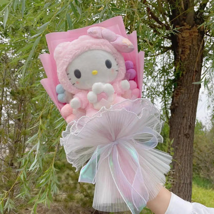 Christmas Gifts Cartoon Sanrio Plush Bouquet My Melody Kuromi Cinnamoroll Kt Cat Plush Doll Toy  Valentine Graduation Gifts Good Vibrations