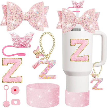 8PCS Cup Accessories Set for Stanley 30oz 40oz Tumbler Straw Topper Cover Cap Boot,Spill Proof Stopper Charm Initials Sticker Good Vibrations Adult Super Store