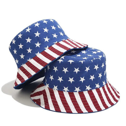 USA Letter in American Flag Colors Bucket Hat Woman Man Daily Outdoor Reversible Fisherman Cap Fashion Adult Summer Sun Caps Good Vibrations