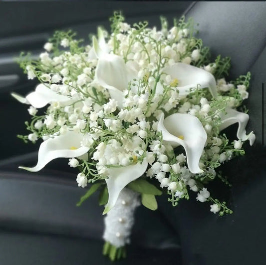 New White Wedding Bouquet Handmade Artificial Flower Calla Buque Casamento Bridal Bouquet for Wedding Decorations